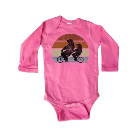 

Inktastic Retro Sunset Bicycle Bears Silhouette Gift Baby Boy or Baby Girl Long Sleeve Bodysuit