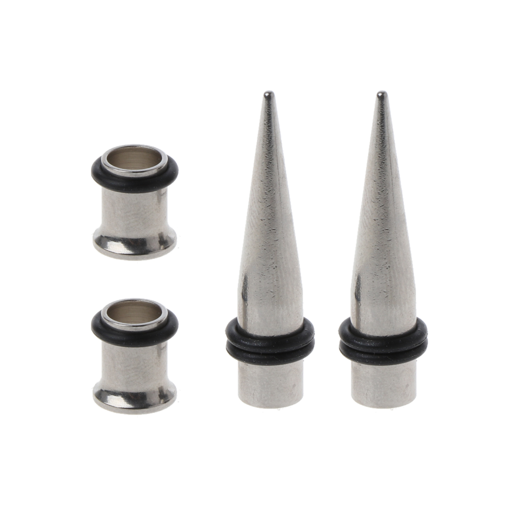 TINYSOME Unisex 4 Pack 7mm Taper and Plugs Stainless Steel Tapers and