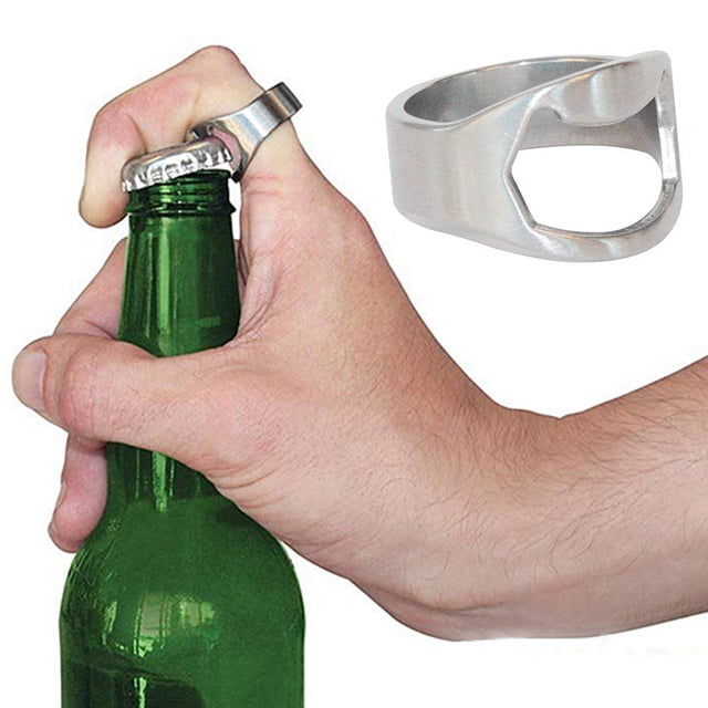 Anillo abridor de cerveza creativo, abridor de botellas de cerveza, barra de acero inoxidable, herramienta de cerveza, abridor de botellas portátil con anillo para dedo, 1 Uds.