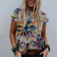 thumbnail image 1 of Puntoco Blusa informal de manga corta con cuello en V y estampado de cuerpo completo para mujer Puntoco Puntoco-9231, 1 of 1