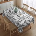 thumbnail image 2 of Black White Baseball Snacks Pattern Rectangle Tablecloth 60"x84",Waterproof Polyester Rectangle Table Cloth, Wipeable Spillproof Polyester Tablecloth for Dining, Camping, Indoor and Outdoor, 2 of 5