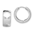 thumbnail image 1 of Beautiful Sterling Silver Rhodium Polished Patterned Hinged Hoop Earrings, 1 of 2