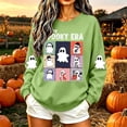 thumbnail image 6 of Spooky Season Sweatshirt Womens Ghost Graphic Pullover Crew Neck Long Sleeve Loose Fit Casual Fall Tops Ribbed Cuffs and Hem Cute Halloween Long Sleeve Sweatshirt, 6 of 7