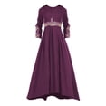 thumbnail image 1 of WTXUE Robes Maxi, Ajusté & Évasé Manches Longues Maxi Col Rond, 2024 Musulman Taille Haute Élégant Ajusté Grande Balançoire Robe de Sol Brodée pour Femmes Grande Taille, Violet Taille 4TG, 1 of 3