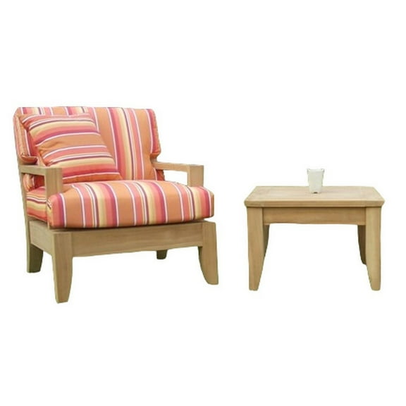 Atnas 2 Pc Lounge Chair Set: Lounge Chair & Side Table With Cushions in Sunbrela Fabric #56000 Dolce Mango