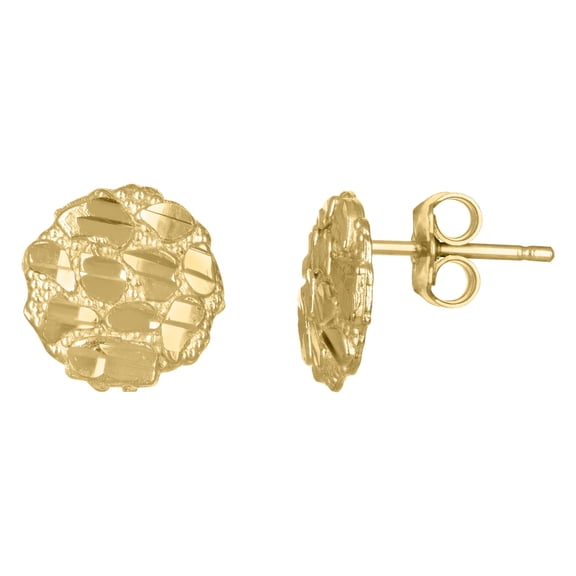 10k Yellow Gold Unisex Nugget Stud Earrings
