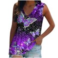 thumbnail image 2 of DailyTrove Women's Purple Floral Print Asymmetrical Tank Top - Polyester Casual & Boho Wear, Vibrant for Outings, 2 of 6