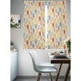 thumbnail image 3 of Yellow Orange Grey Tropical Leaves Semi Sheer Window Curtains 72 Inches Long, Farmhouse Burlap Aesthetics Rod Pocket Voile Chiffon Curtain Light Filtering Drapes for Living Room, 52"x72", 2 Panels, 3 of 9