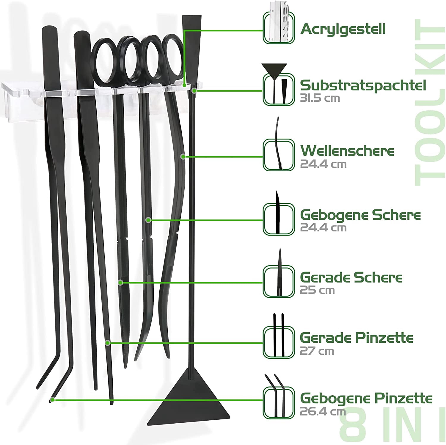 Neptonion 8 in 1 Aquascaping Tool Kit with Acrylic Storage Rack, Cold Steel Aquatic Landscaping Equipment Perfect to Create A Stunning Underwater Scape for high capacity Aquarium