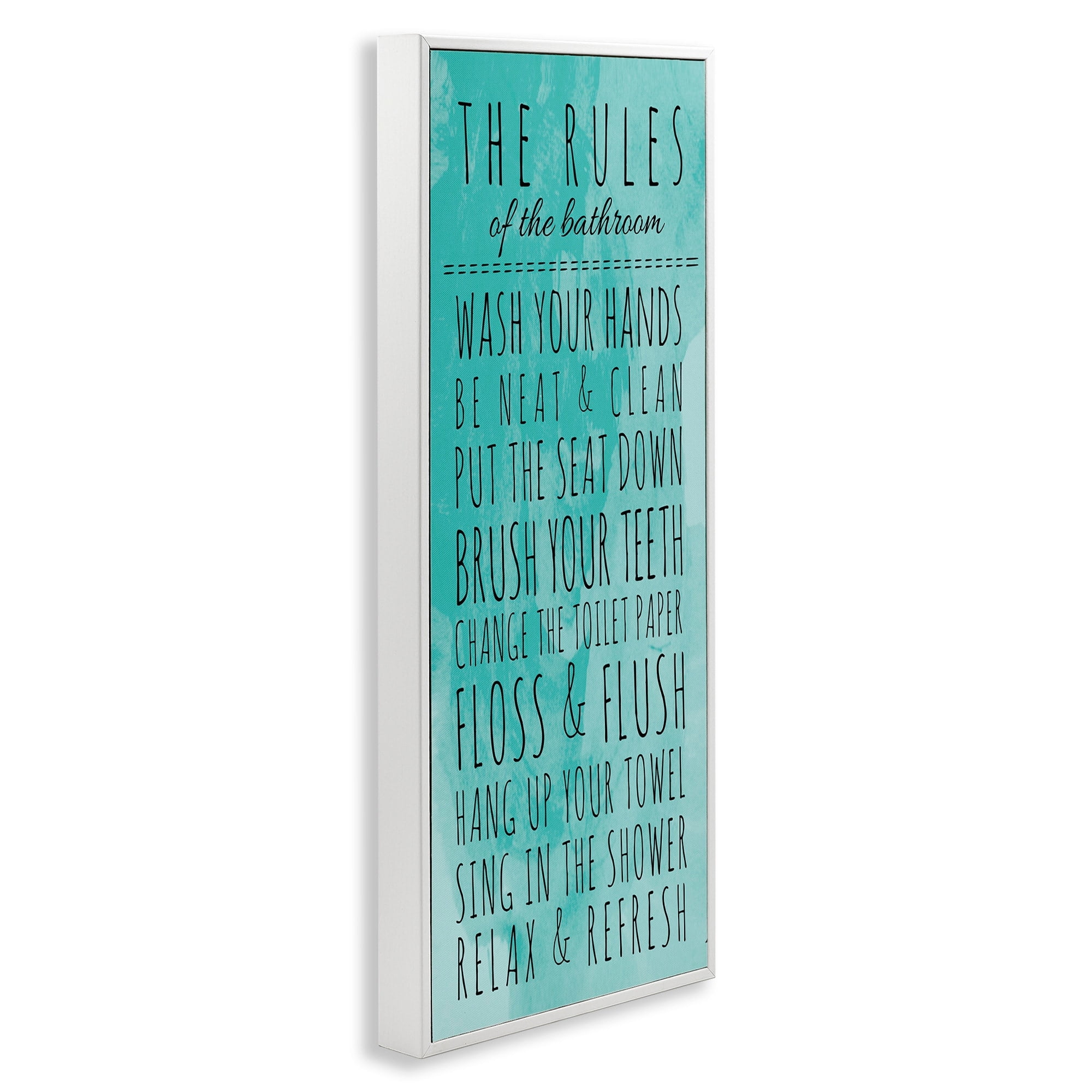 Stupell Industries Bathroom "The Rules" Turquoise , 10 x 24,Design by Anna Quach