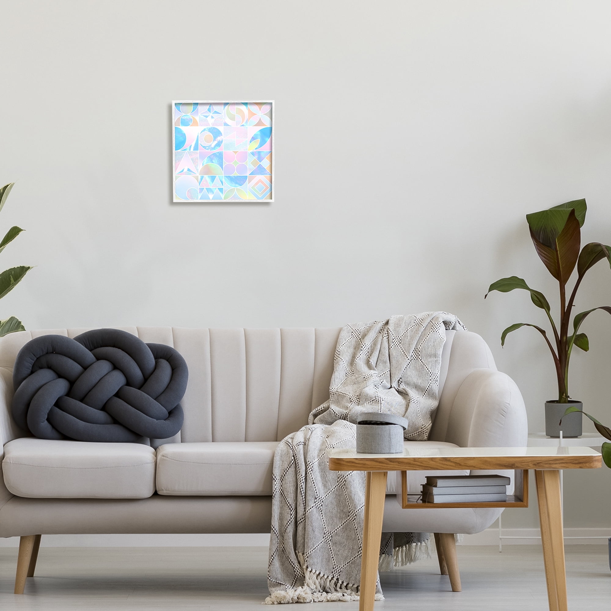 Stupell Industries Geometric Pastels Varied Shapes Abstract Painting White Framed Art Print Wall Art, 12 x 12