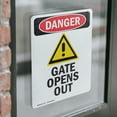 thumbnail image 4 of (2 Pack) Gate Opens Out OSHA Danger Sign 5 Inch X 7 Inch Vinyl Label Decal Sticker Weather Resistant, UV Protected for Workplace, Business, and Construction Site, Made in the USA, 4 of 7