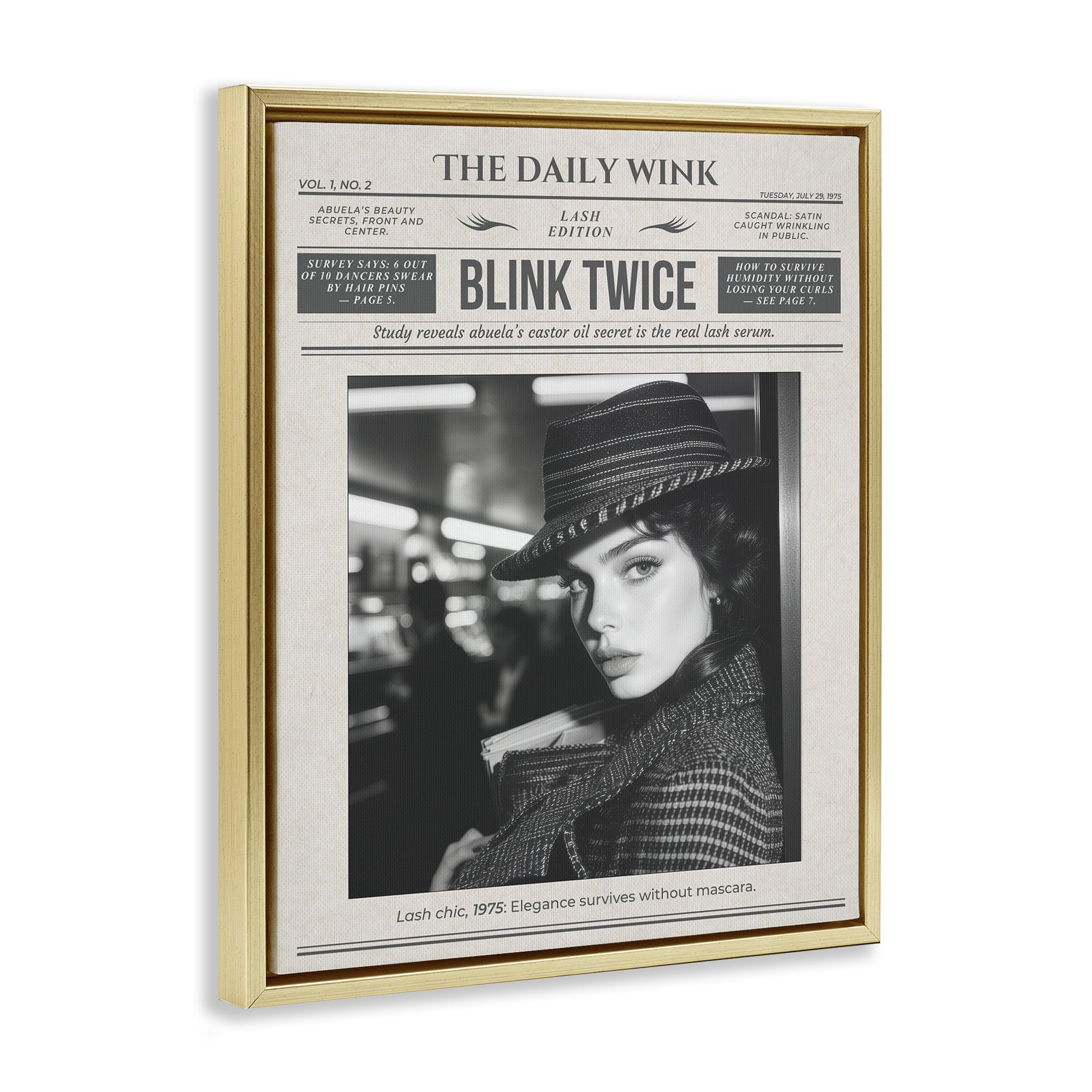 The Daily Wink Magazine Gold Framed Floater Canvas Wall Art, design by A Barefoot Stylist