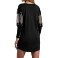 thumbnail image 5 of Women's Casual Dress Long Sleeve V-Neck Printed Lace Trim Loose Fit Comfortable Midi Dress for Spring Fall,Black,L, 5 of 5