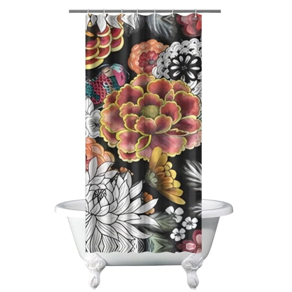 Rustic Botanical Shower Curtain - Countryside Floral and Foliage Design, 36x72 Inches