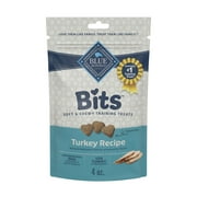 Blue Buffalo Bits Soft Dog Treats for Training, Enhanced with DHA, Turkey Recipe, 4-oz Bag