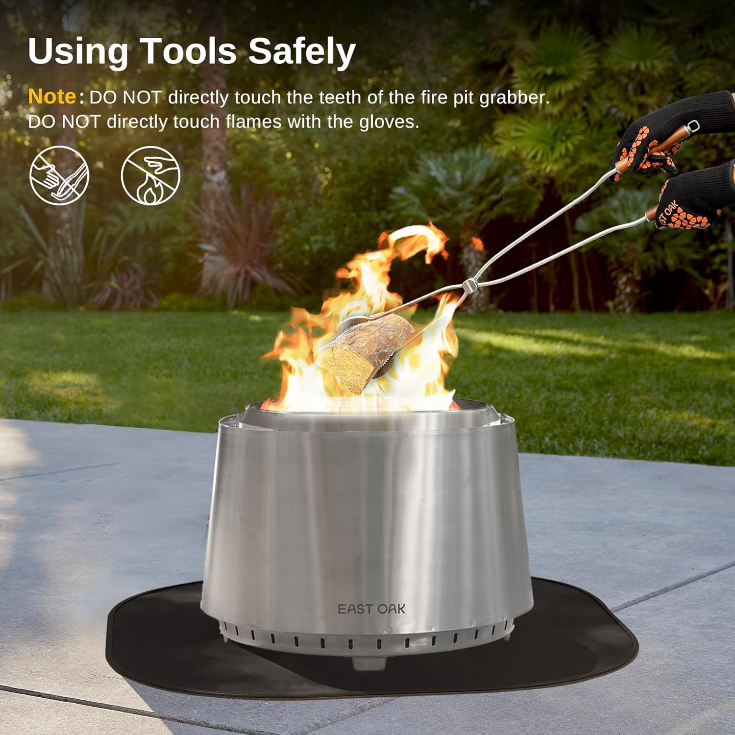 EAST OAK Stainless Steel Fire Pit Tool Set with Fireproof Gloves