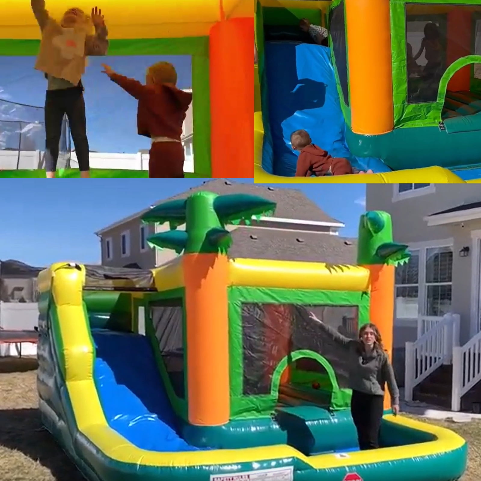 Hapcap PVC Inflatable Water slide Bounce House w/Pool, 15' x 13' x 9.4',Semi Commercial,Includes Blower
