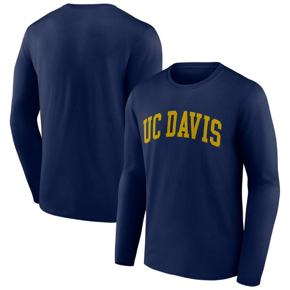 Men's Navy UC Davis Aggies Basic Arch Long Sleeve T-Shirt