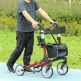 thumbnail image 2 of HOMCOM Folding Rollator Walker with Large Seat, Backrest, Baf, Red, 2 of 10