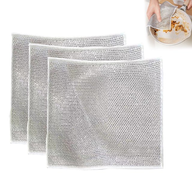 3 paños de alambre para lavar platos, multiusos, paños de limpieza antirayaduras