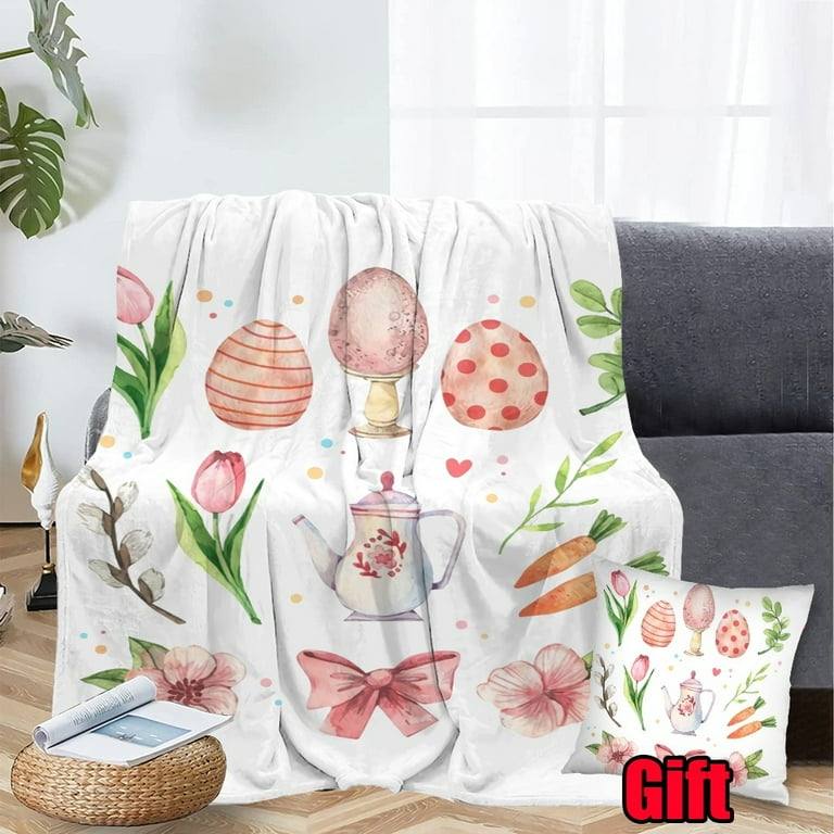 Dicasser Easter Spring Throw Blanket With Pillowcase Warm Cozy Plush Flannel Blankets For Bedding Couch Living Room Walmart