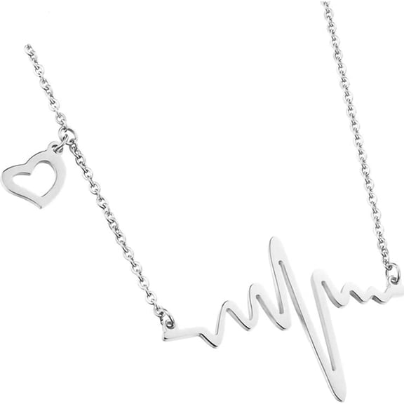 Zephyriana Silver Heartbeat Pendant Necklace – Elegant Graduation Collarbone Chain Jewelry for Women