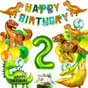 Dinosaur Birthday Party Supplies - Dinosaur Party Decorations with Balloons, Banner, Cake Topper for 2 Year Olds
