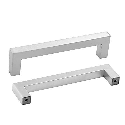 10 Pack goldenwarm Poignées d'Armoires de Cuisine 5 Pouces Poignées d'Armoire Nickel Brossé pour Cuisine et Salle de Bain Armoires Placard Carré