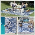 thumbnail image 4 of Outsunny Outdoor Rug & Bag, 9' x 12' Plastic Rug, Blue & White Floral, 4 of 7