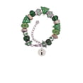 thumbnail image 2 of Silvertone Disc 1/2'' Initial - i - Green Christmas Bead Bracelet, 2 of 4