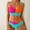 Light Blue, variant on Bikini set for Women Fashion Bright Color Blocked Two Piece Swimsuit Stretchy Mid Waisted Push Up Tankini Bathing Suits
