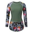thumbnail image 4 of CHENge Women's Tropical Print Two-Piece Rash Guard, Long Sleeve Top and Shorts Set, UPF 50+ Swimwear for Surfing and Snorkeling, 4 of 8