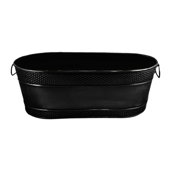 DOLITY Galvanized Oval Beverage Tub Ice Holder Ice Bucket for Cocktail Drinks Hotel Black