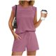 thumbnail image 5 of Mujeres de Color Sólido Manga Corta Delantera Plisada Cuello Redondo Y Pantalones Cortos para Yoga, Correr, Entrenamiento, Fitness Y Uso Diario, 5 of 8