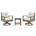 thumbnail image 3 of LAUSAINT HOME 3 Pieces Patio Outdoor Furniture Set with 2-Tier Coffee Table, PE Wicker Swivel & Rocking Chairs with Beige Cushions for Garden, 3 of 10