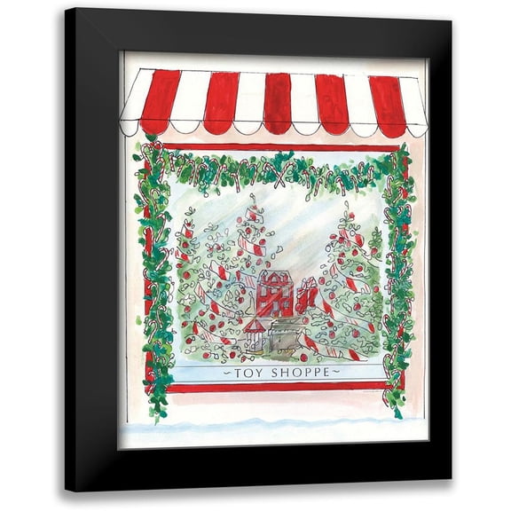 Kamdon Kreations 12x14 Black Modern Framed Museum Art Print Titled - Toy Shoppe on Holly St.