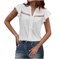 thumbnail image 5 of Pisexur Hauts de Printemps pour Femmes Blouses pour Femmes Décontractées Mode Féminine Imprimé Col Rond Manches Courtes Plissé Ample Multicolore,5TG, 5 of 5