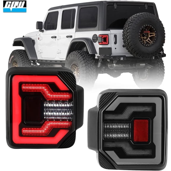 CPW LED Tail Lights Assembly for 2018-2025 Jeep Wrangler JL & JLU, Functional Rear Brake Lamp Taillights Replacement 1 Pair Tail Lights Assemblies Left Driver Right Passenger Black Housing Smoke Lens