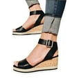 thumbnail image 3 of DPTALR Retro Womens Open Toe Ankle Platform Wedges Shoes Ladies Roman Sandals, 3 of 6