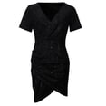 thumbnail image 3 of Sakmal Cocktail Summer Dresses for Women Black Sexy Mini Party Dress Wrap Short Sleeve Dresses, 3 of 6