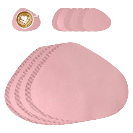 

Placemats and Coasters Non-Slip Heat-Resistant Placemats Wipeable Placemats Table Decoration Round Placemats Pink