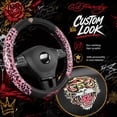 thumbnail image 4 of Ed Hardy Steering Wheel Cover,Pink Leopard Print Leather Steering Wheel Cover, Non-Slip Grip Car Steering Wheel Protector, Universal Fit for Cars SUV Truck, Fits 14.5"–15" Steering Wheels, 4 of 11
