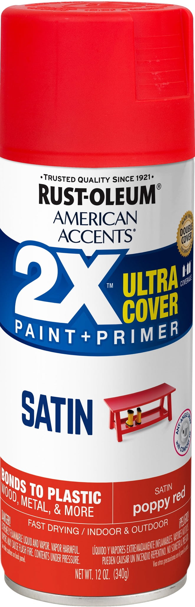 Poppy Red, RustOleum American Accents 2X Ultra Cover Satin Spray Paint