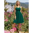 thumbnail image 2 of Vestido Belle Poque vintage sin mangas en forma de A Swing, verde oscuro, 2 of 7