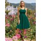 thumbnail image 2 of Vestido Belle Poque vintage sin mangas en forma de A Swing, verde oscuro, 2 of 7