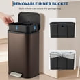 thumbnail image 7 of EastVita Kitchen Trash Can 3.2 Gallon Stainless Steel Garbage Can with Soft Close Lid Foot Pedal and Removable Inner Bucket for Home Office Living Room (Matte Brown), 7 of 7