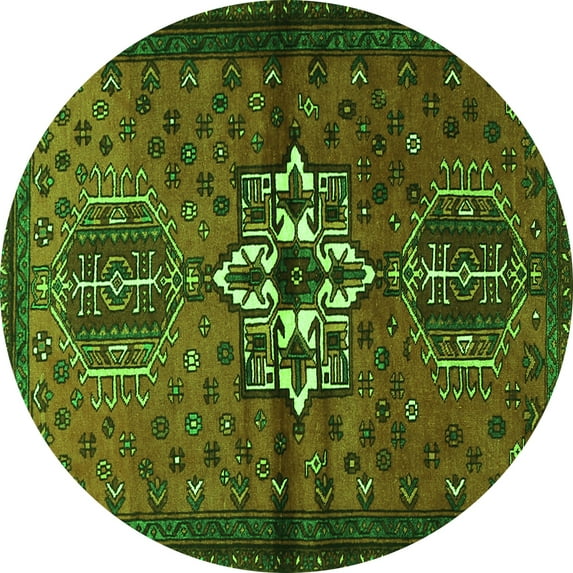 Ahgly Company Indoor Round Persian Green Traditional Area Rugs, 7' Round