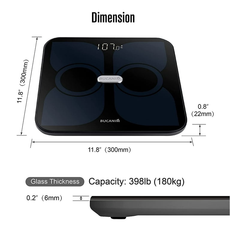 bucanim Bluetooth Scale Digital Bathroom Body Fat Scale