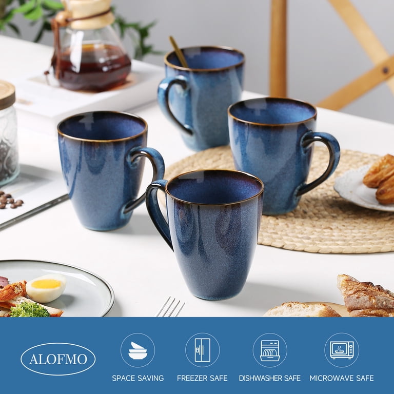 ALOFMO 17oz Coffee Mugs Set of 6, Microwave Cups, Ceramic Coffee Cup, Latte  Cups, Cocoa Cups Set for Home & Office, Blue